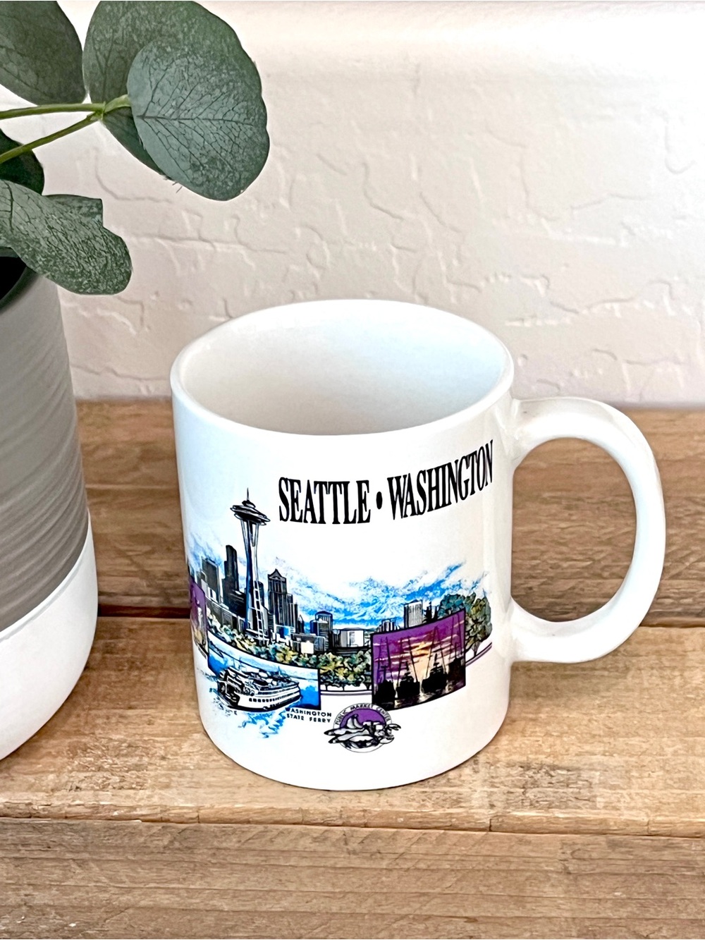 Vintage Sansegal Seattle Washington Ceramic Coffee Mug Space Needle 1994